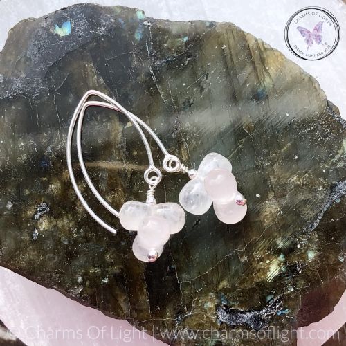 Rose Quartz Bubble Drop Earrings